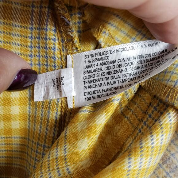 Wild Fable Sz 4 Plaid Mini Skirt Gold Yellow Clueless Academia Prep School Girl - Picture 7 of 8